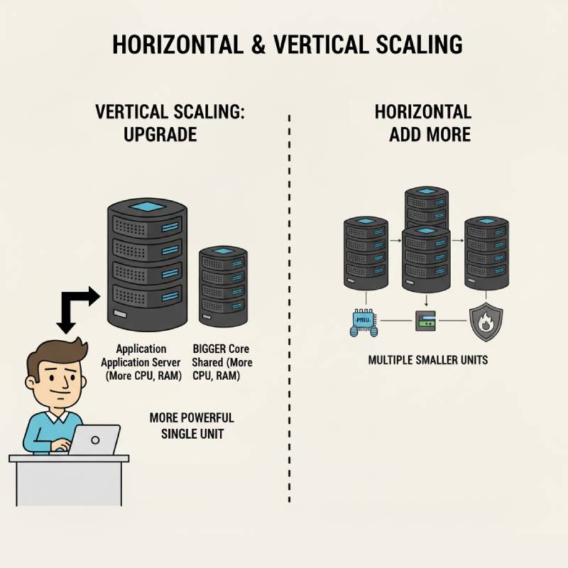 Horizontal and Vertical scaling
